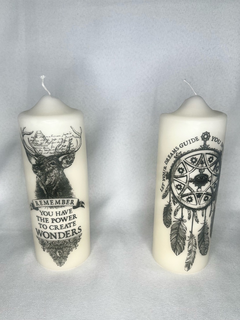 Coreterno Pillar Candle Bundle Set of 2 Dreamcatcher Deer Gothic Decor